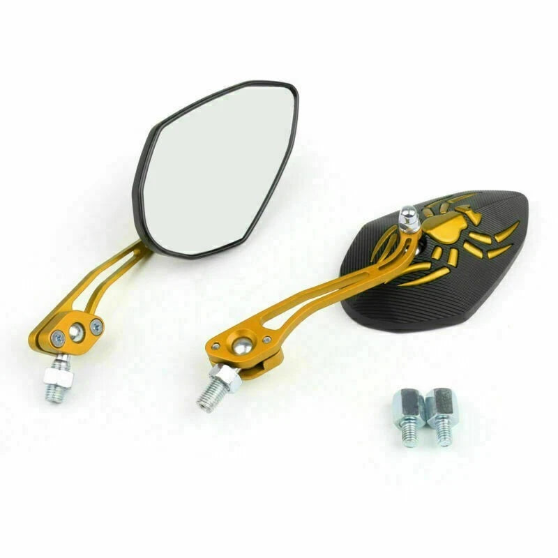 Universal 8mm 10mm Motorcycle Rear View Side Mirrors Gold