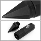 Set of 20 J2 7075 Forged Aluminum M12x1.5 Spiky Cap Lug Nuts w/Adapter Black