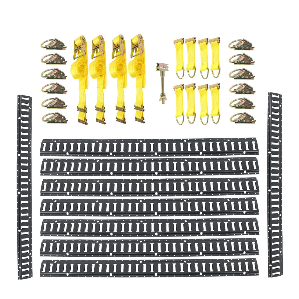 Set of 4 Heavy Duty E-Track Tie Down Straps for Multiple Vehicles