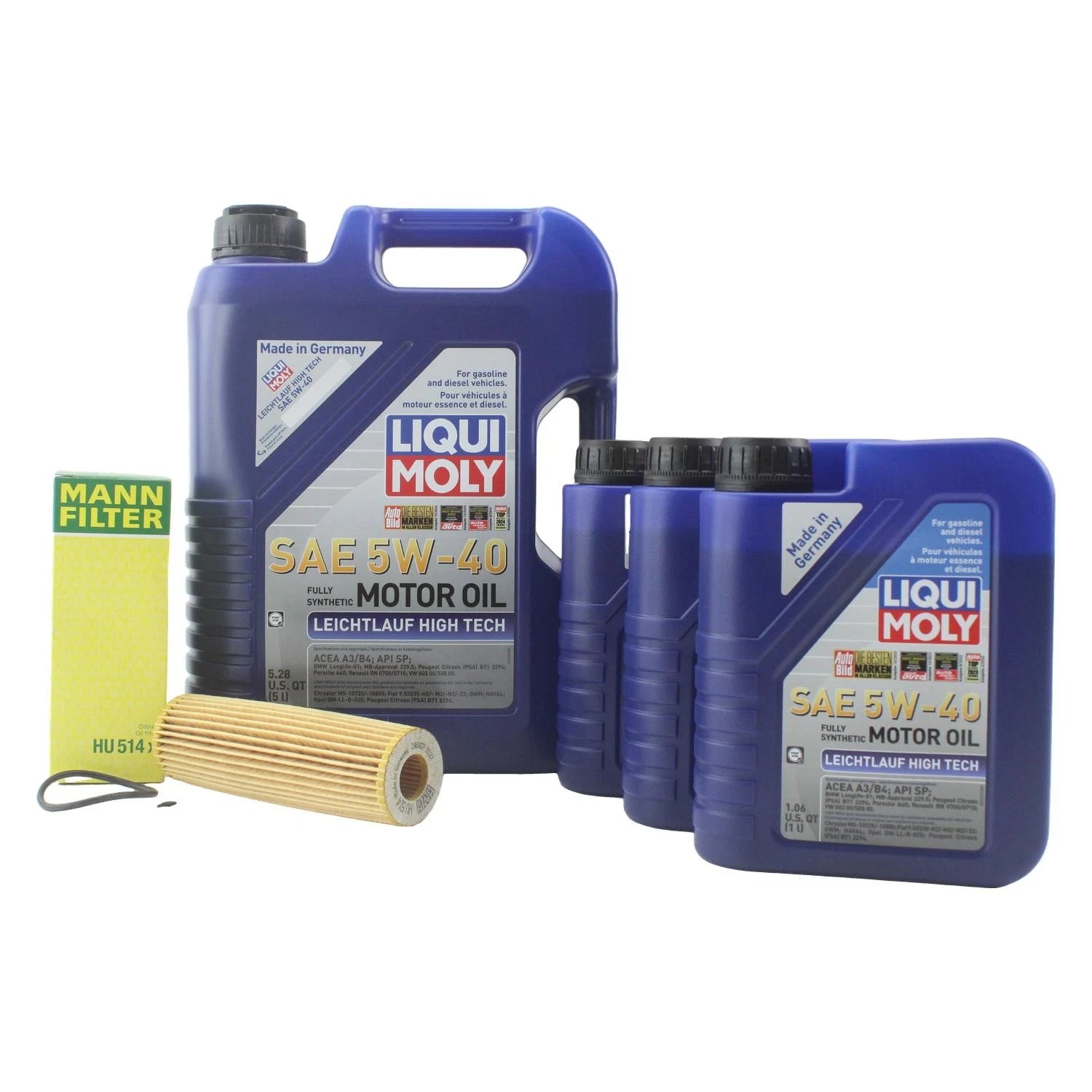Oil Change Kit 10L Liqui Moly Leichtlauf 5W-40 for Mercedes L4