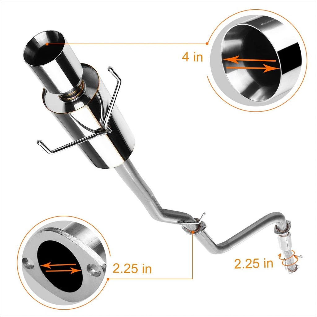4" Rolled Tip Muffler Catback Exhaust for Honda Accord CB7/CB9 (1990–1993)