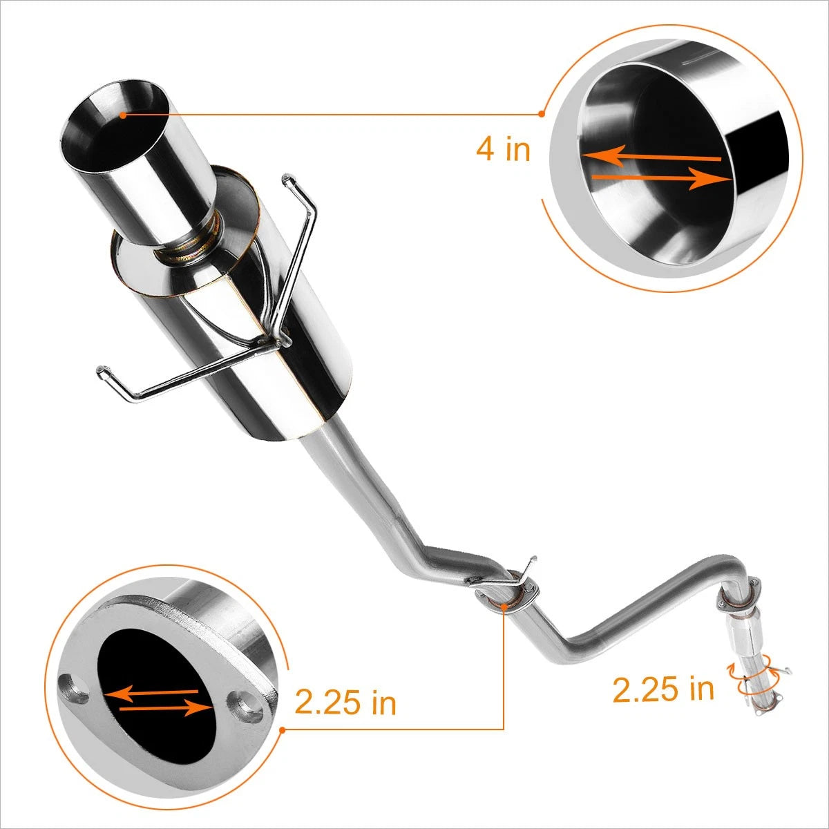 4" Rolled Tip Muffler Catback Exhaust for Honda Accord CB7/CB9 (1990–1993)