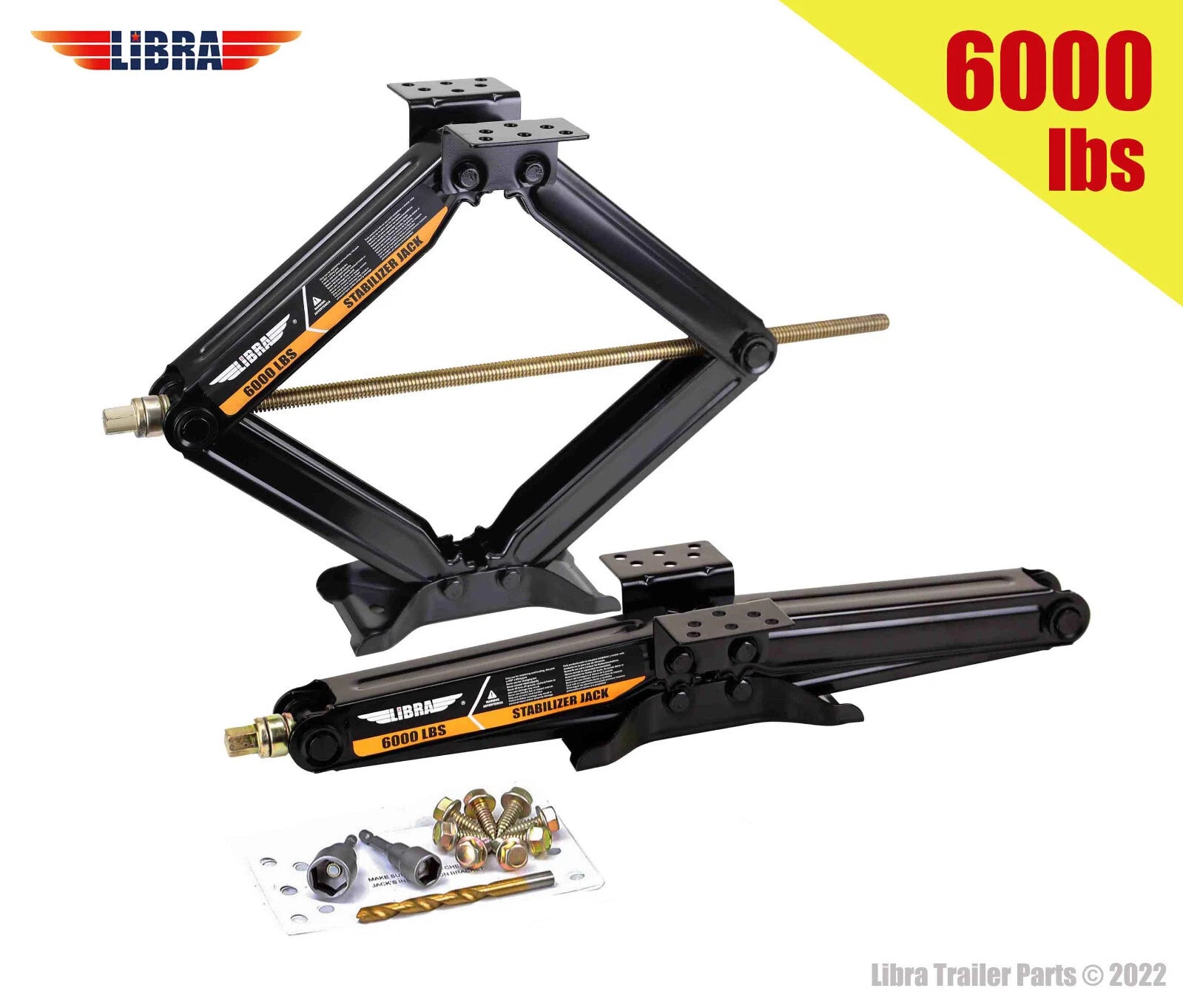 Set of 2 Stabilizer Leveling Scissor Jacks for RV Trailer Camper (6000lbs)