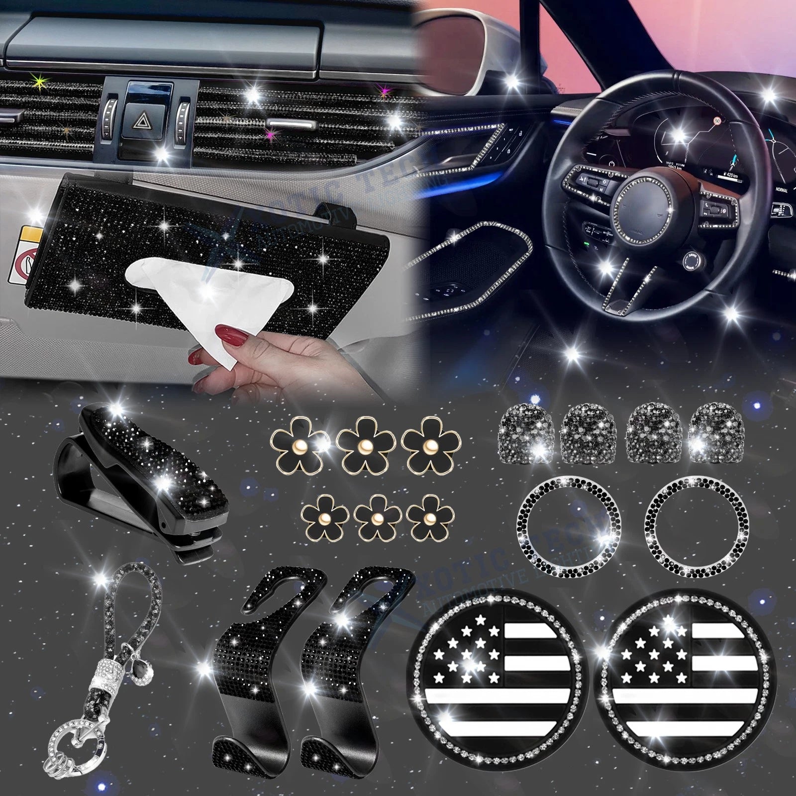 Engine Button Ring Air Fresheners Keychain Decor for Ford (2017–2024)