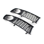 2X Honeycomb Bumper Fog Light Lamp Grille Bezel Cover for Audi A4 B6 (2001–2005)