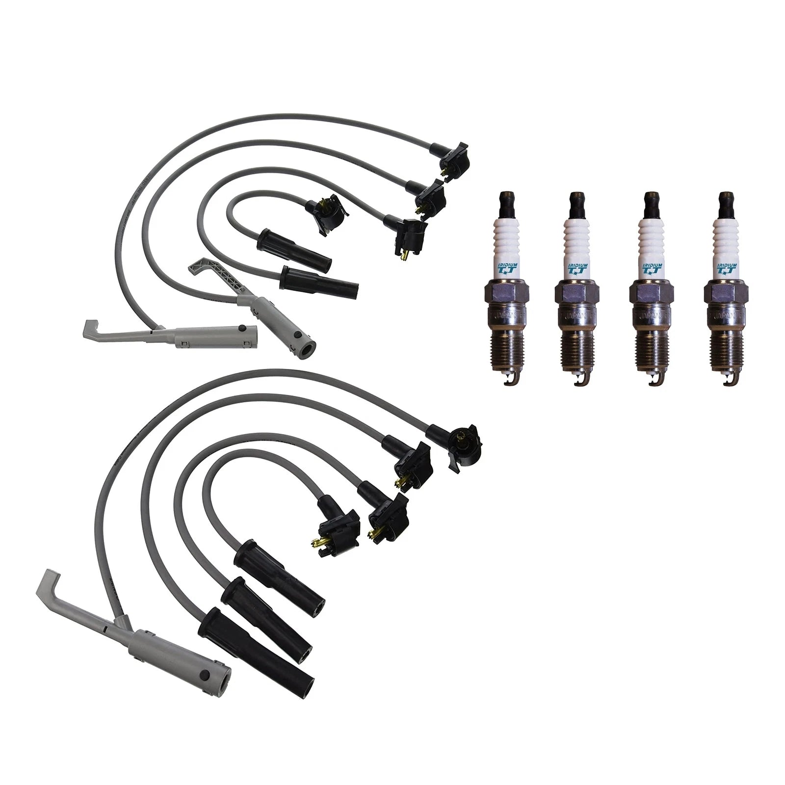 Denso 8mm Wire Set & 4 Iridium TT Spark Plugs for Mazda B2300 (1994–2006)