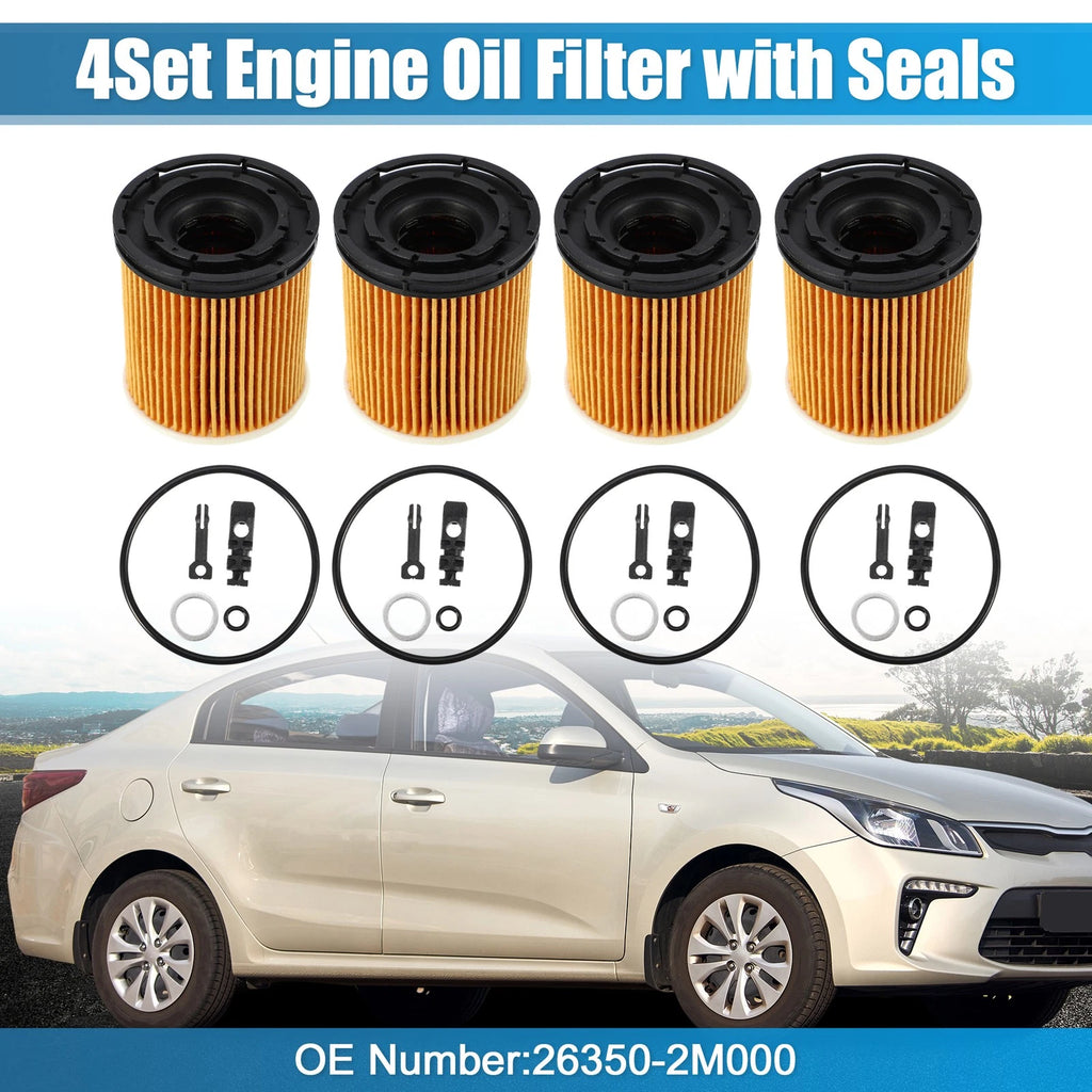Set of 4 Engine Oil Filters 26350-2M000 for Kia K5 (2021–2022) & Rio (2020–2021)
