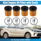 Set of 4 Engine Oil Filters 26350-2M000 for Kia K5 (2021–2022) & Rio (2020–2021)