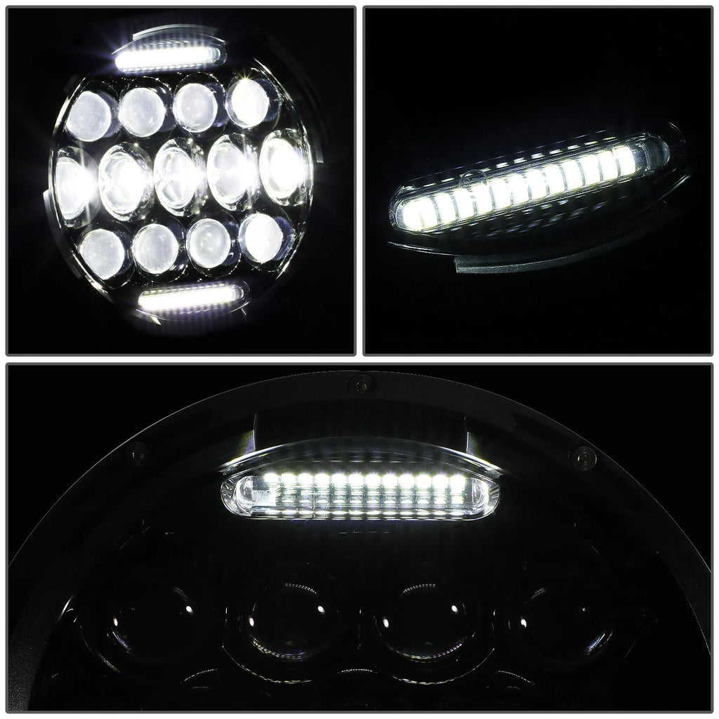 LED DRL Projector Headlights for Jeep Wrangler JK (2007–2018) - Black Housing