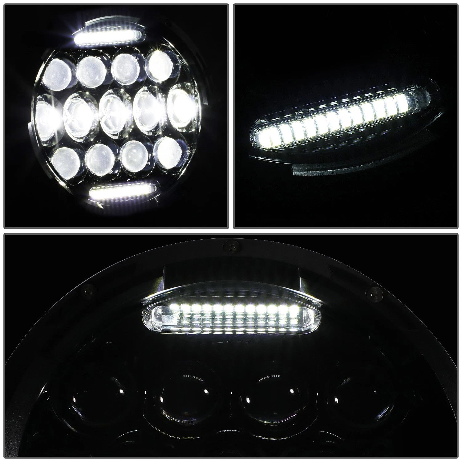 LED DRL Projector Headlights for Jeep Wrangler JK (2007–2018) - Black Housing