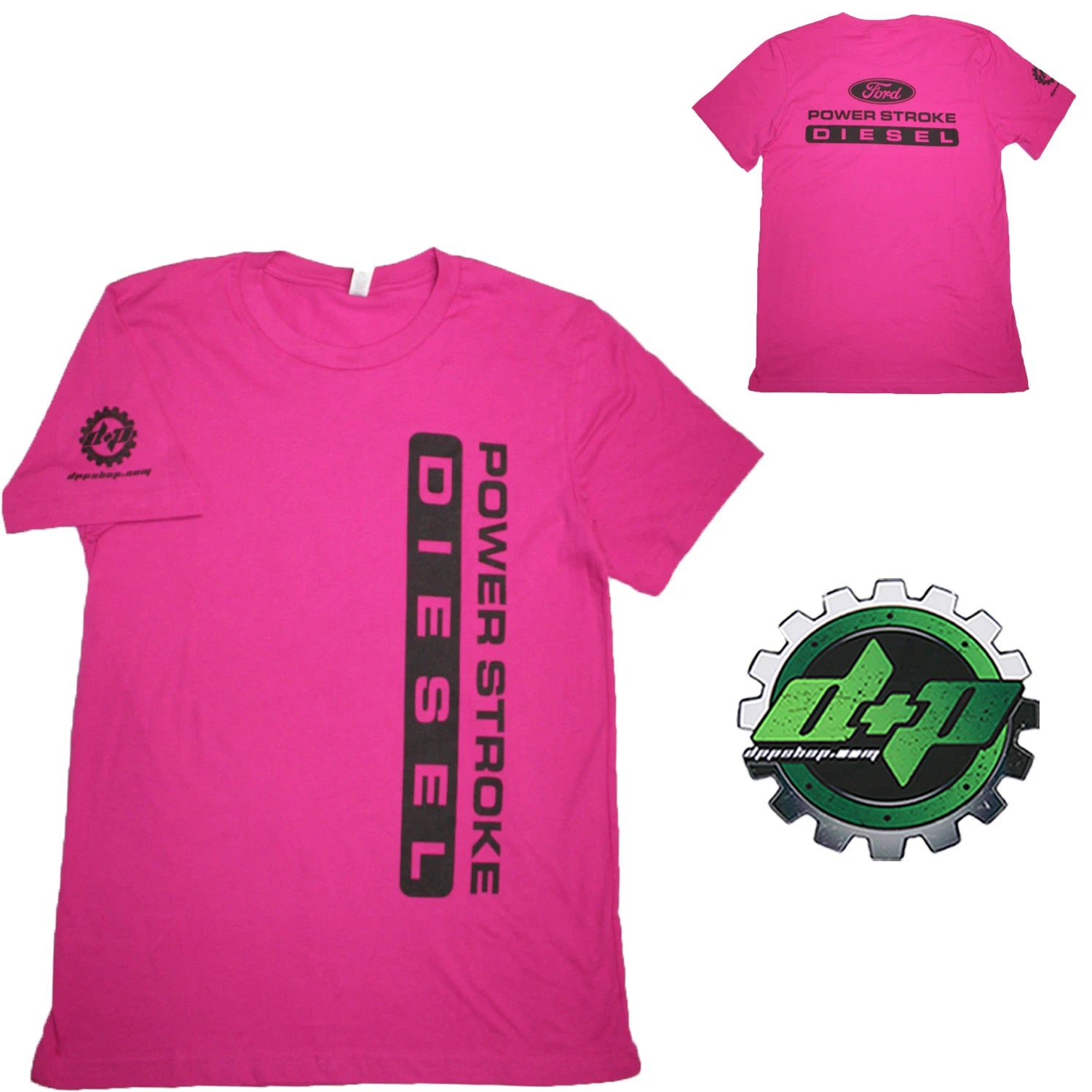 Powerstroke Diesel Tee for Ford Truck (4X4, Pink, XL)