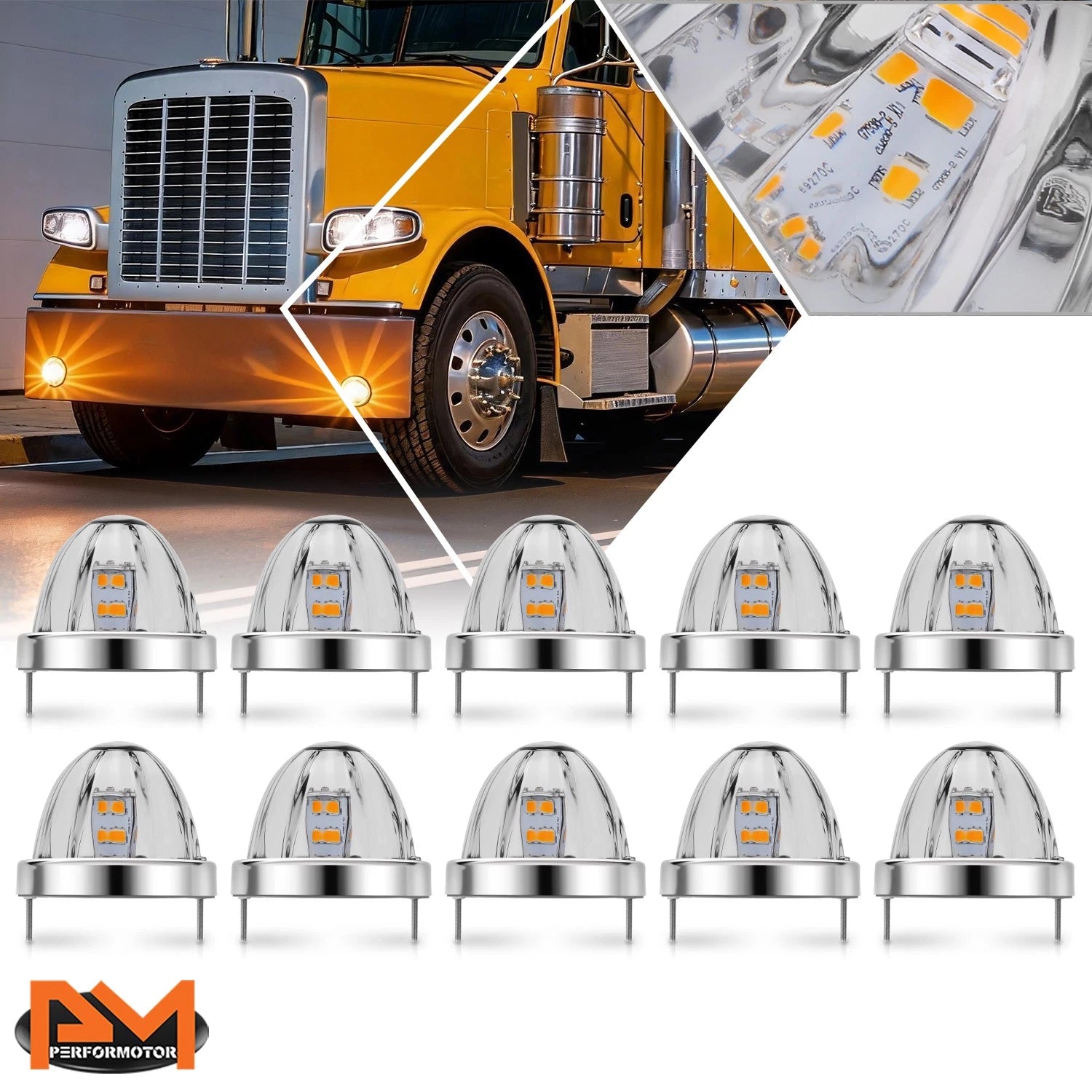 10x Clear Lens LED Side Marker Lights for Truck Trailer