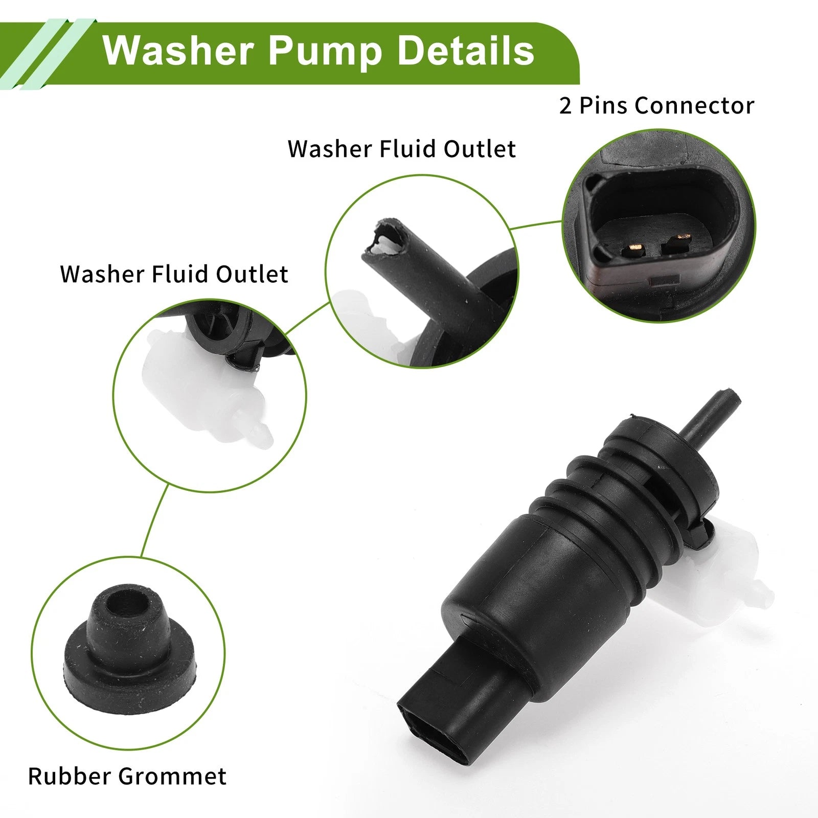 Windshield Washer Pump w/Grommet for Benz (A2468660000)