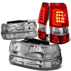 Chrome Headlight, Clear Bumper, Red 3D LED Tail Light Kit for Silverado (1999–2002)