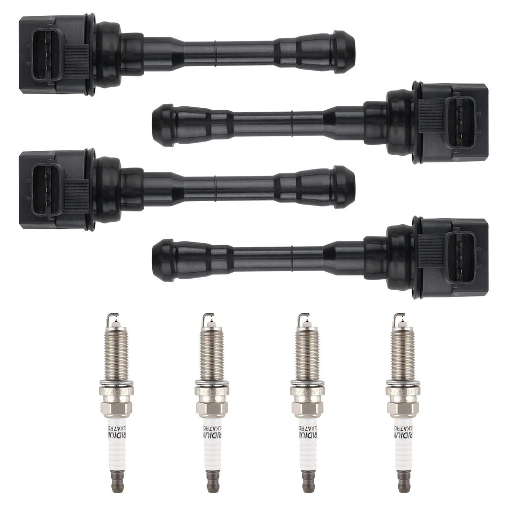Set of 4 Ignition Coils & Spark Plugs for Nissan Juke 1.6L L4 (2011–2017) UF659 91215