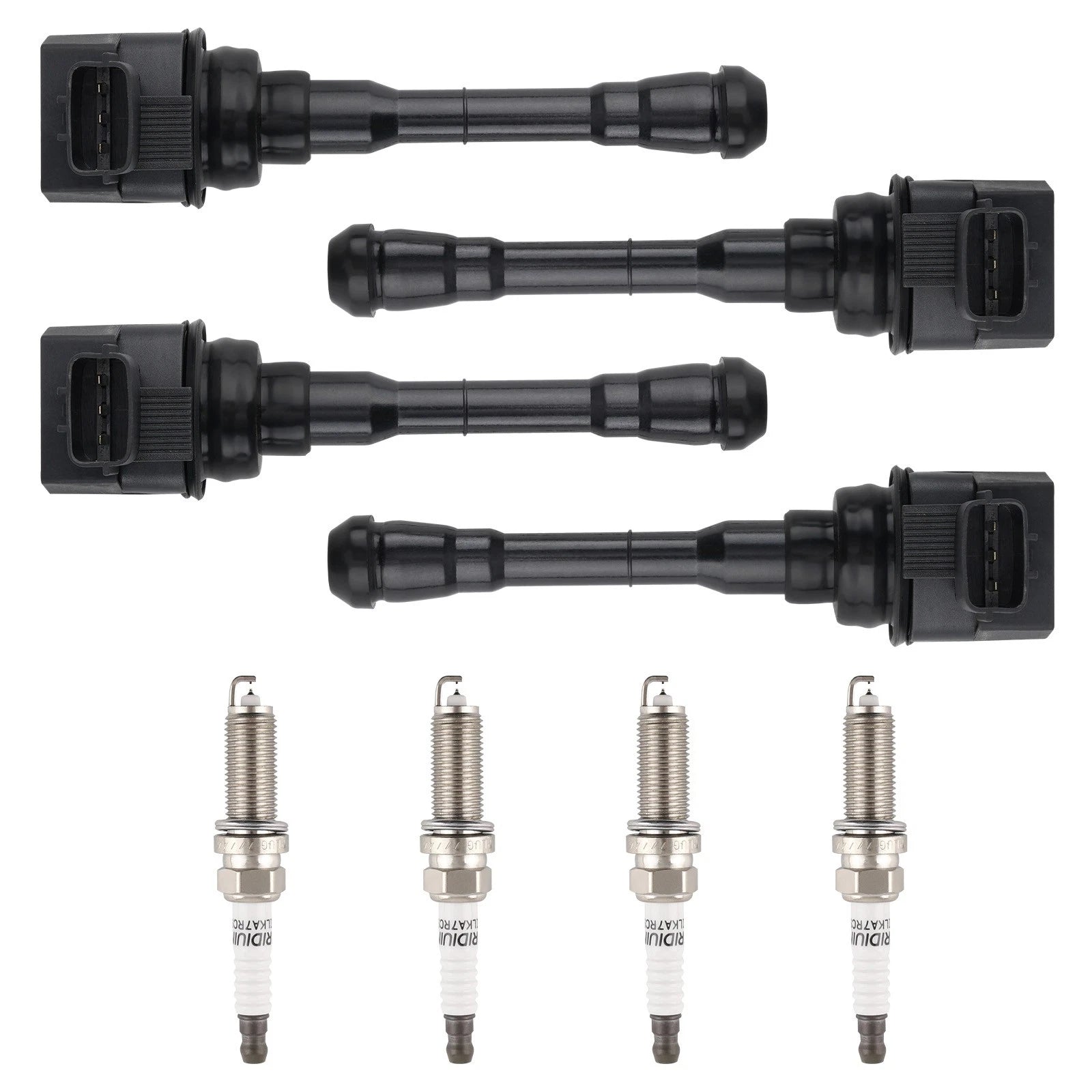 Set of 4 Ignition Coils & Spark Plugs for Nissan Juke 1.6L L4 (2011–2017) UF659 91215