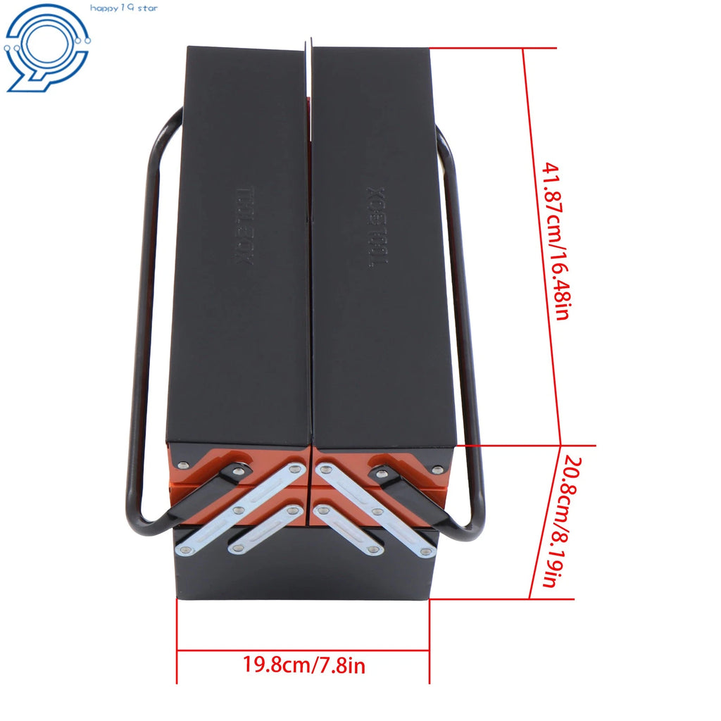 3-Tier Metal Tool Box for Portable Storage (16.5")