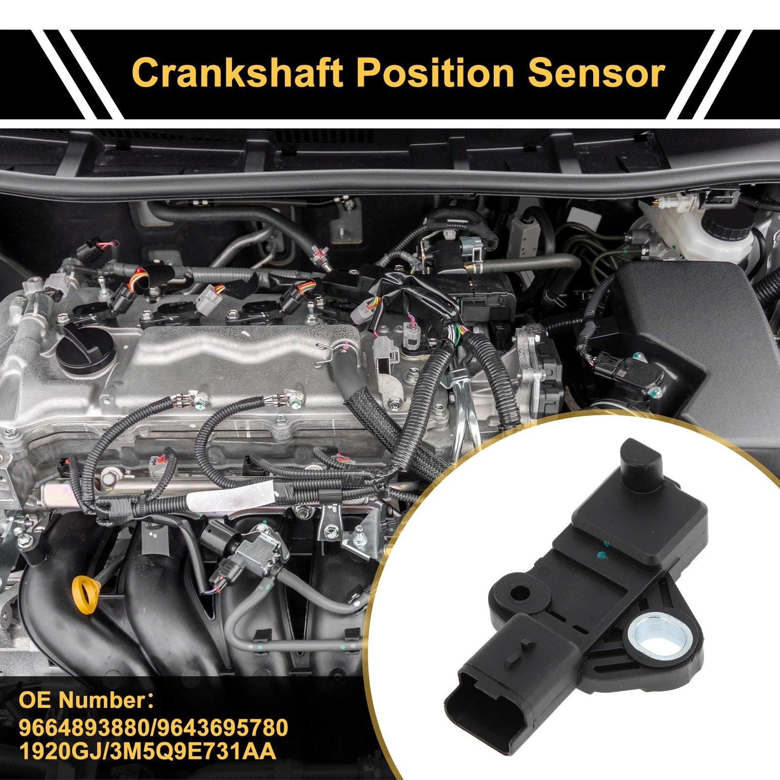 1 Pc Crankshaft Position Sensor No.9664893880 for Ford Kuga (2008–2010)