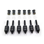 6 pcs Spike Windscreen Bolt Kit for Universal Motorcycles (Aluminum, Black Chrome)