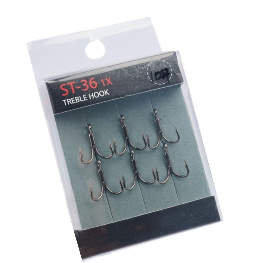 Set of 6 ST-36 Stainless Steel Treble Hooks Size 4 6 8 10 for Jigs
