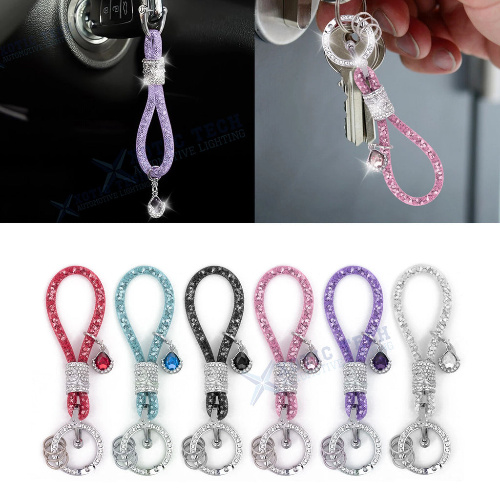 Crystal Bling Car Keychain Ring Strap Accessories Set for Women (2010–2024)