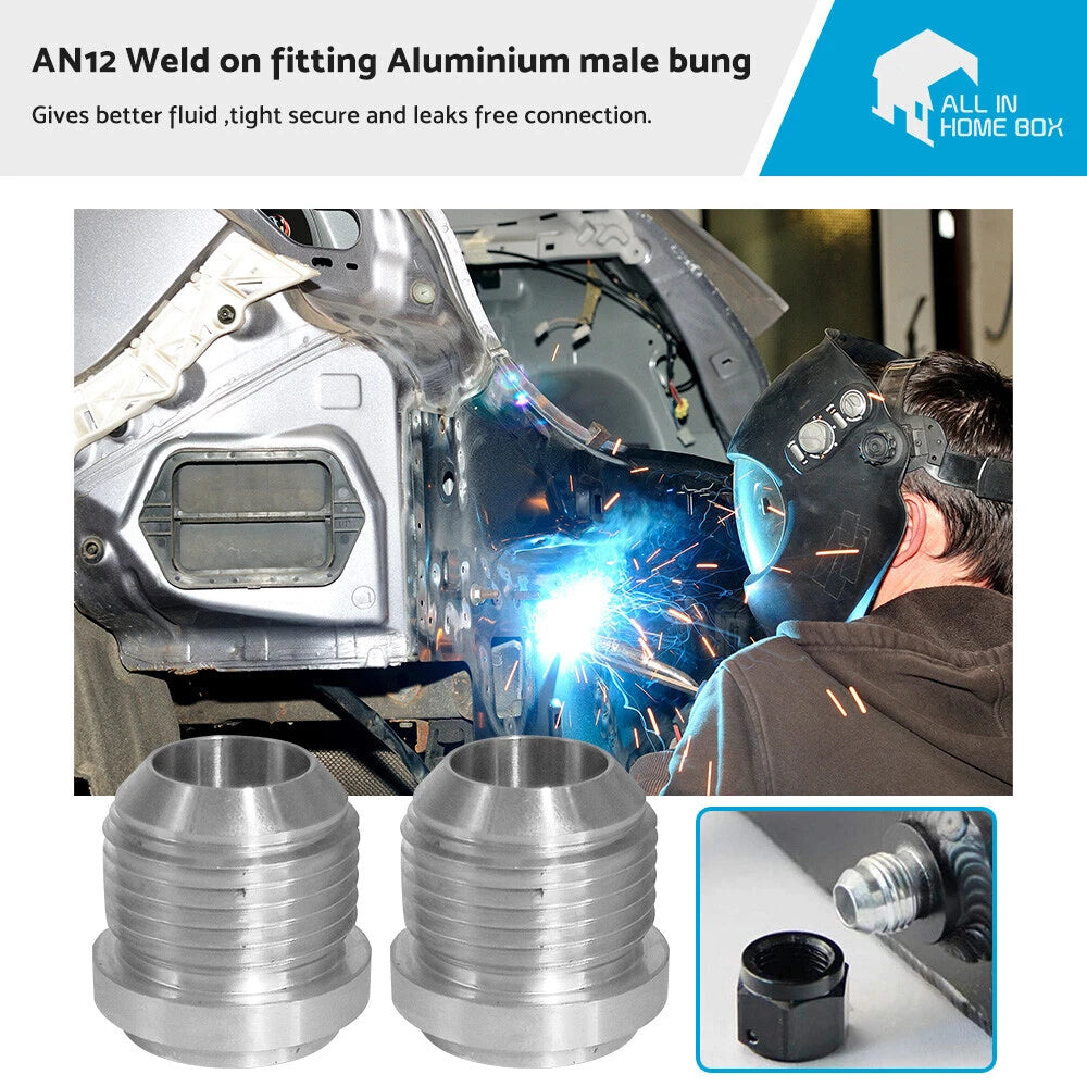2X -12AN Male Aluminium Weld On JIC Bungs Fitting JXSS032-12-A
