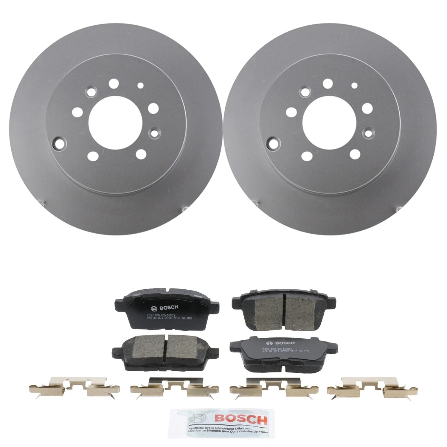 Set of 2 Bosch QuietCast Rear Rotors & Ceramic Brake Pads for Mazda CX-9 (2007–2021)