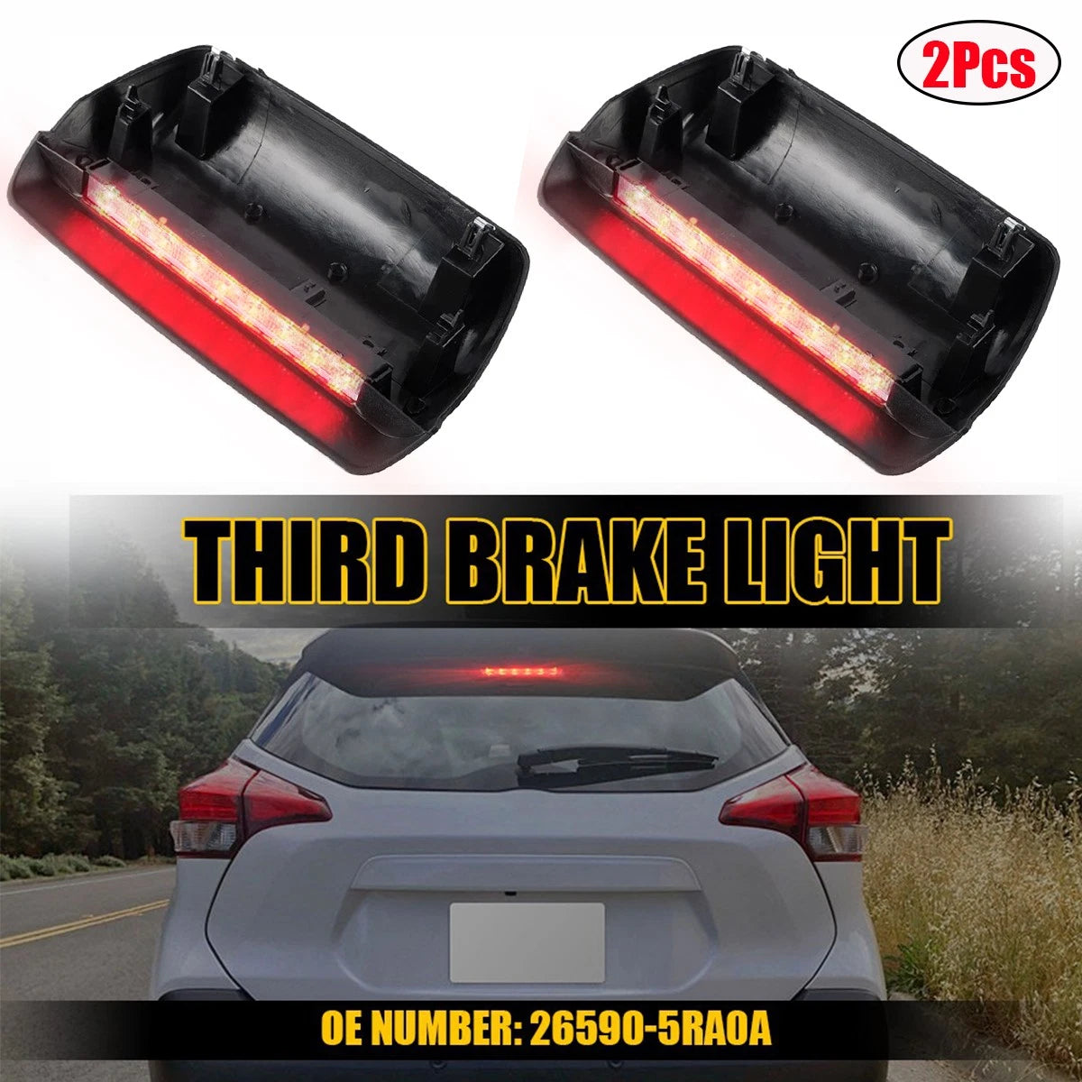 2X High-Mount Third Brake Light for Nissan Kicks (2017–2020) 26590-5RA0A 265905RA0A
