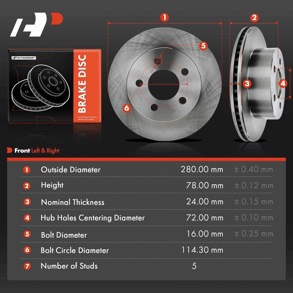 Front Disc Brake Rotors for Jeep Cherokee Wrangler TJ (1999–2001)