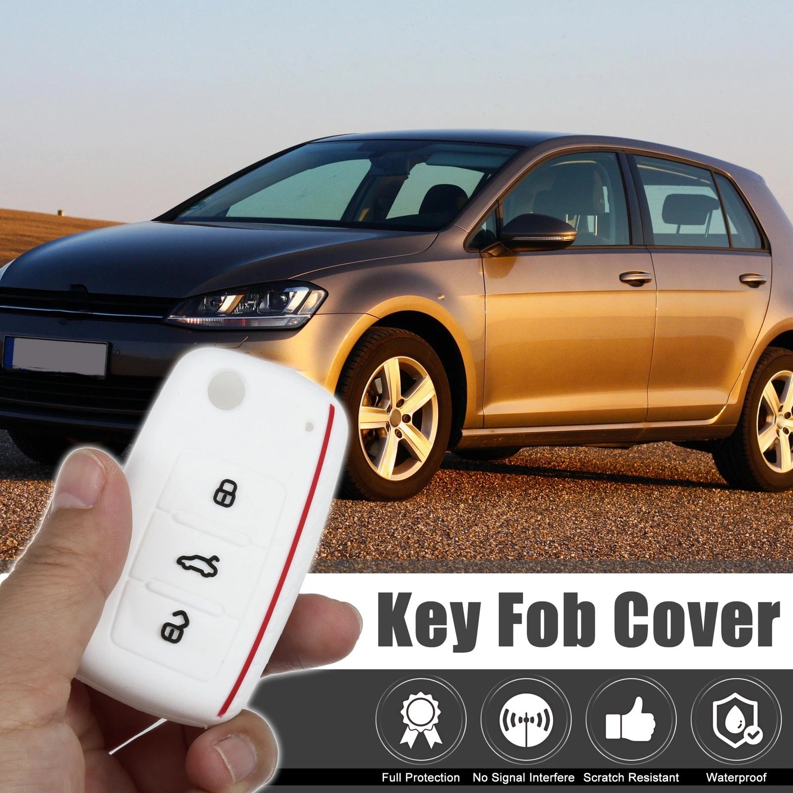 White Silicone Key Fob Shell for Volkswagen GTI (2015–2021)