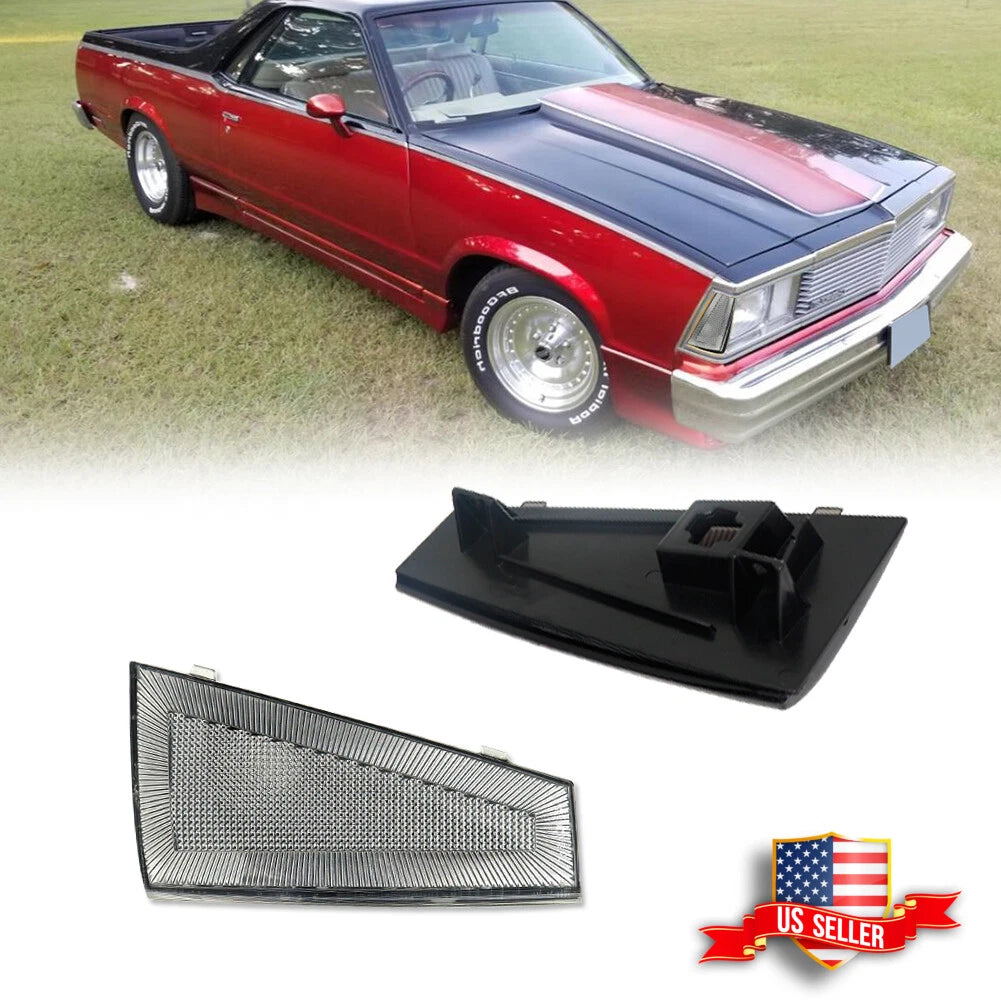 2X Clear Lens Front Side Marker Lights for Chevrolet El Camino Malibu (1980–1981)