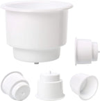 5 Pack White Plastic Cup Holder Insert with Drain for Boat Car Marine RV