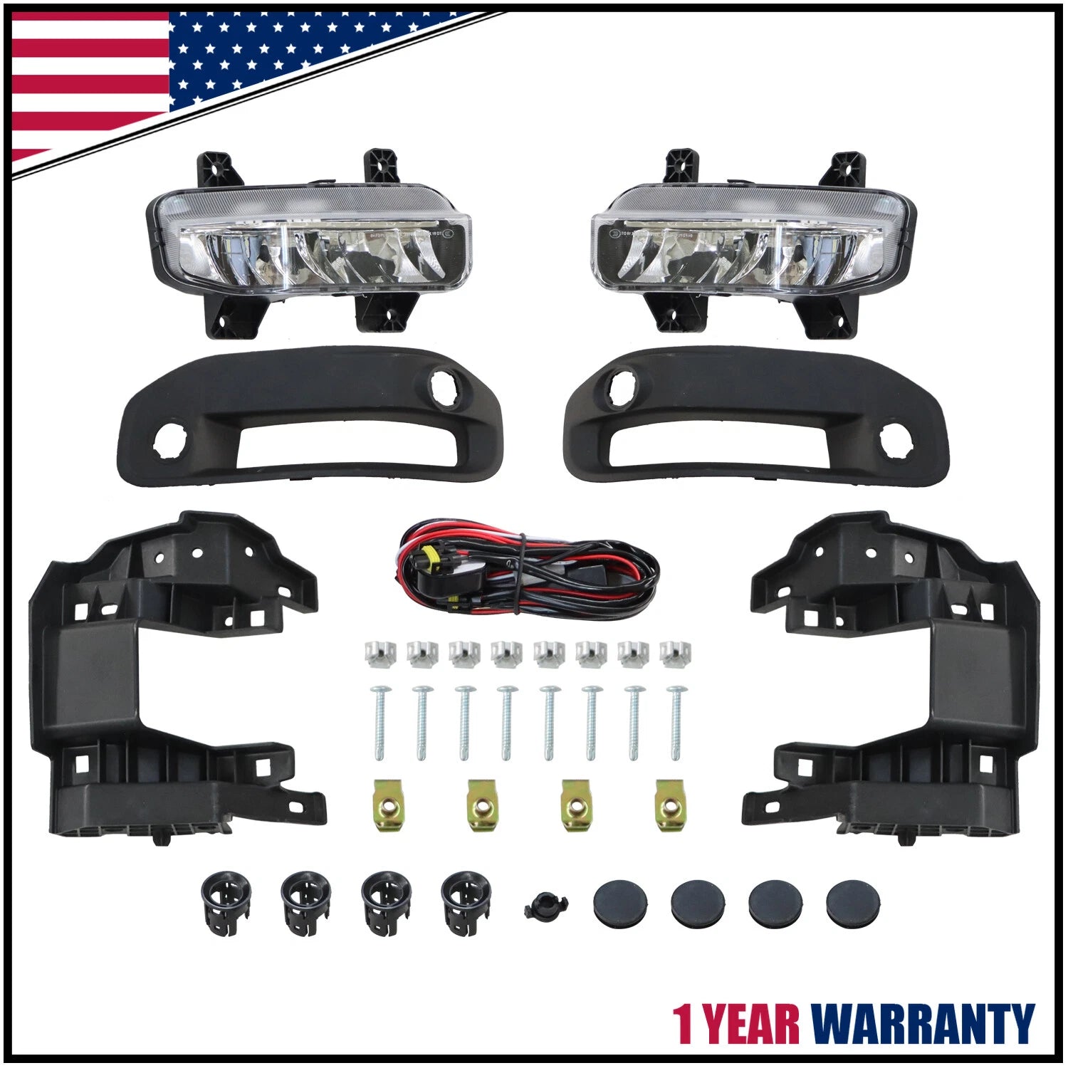 Clear LED Fog Lights for Dodge RAM 1500 (2019–2022) - Bumper Lamps, Switch, Wiring