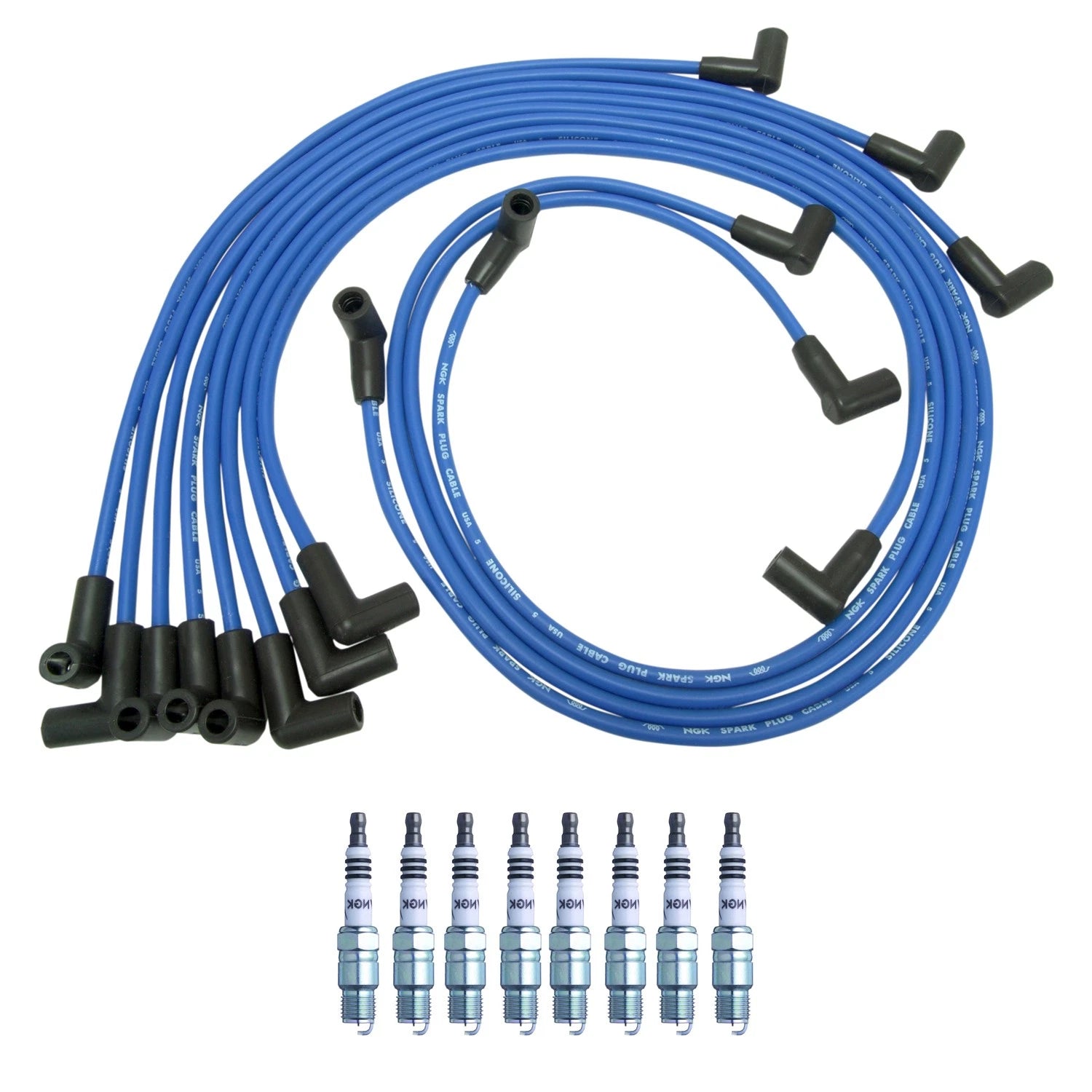Set of 8 NGK Iridium IX Spark Plugs & Wire Set for Corvette 5.7L V8 (1974)