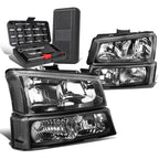 Set of 2 Black/Clear Side Headlight Bumper Lamps for Chevy Silverado (2003–2006)