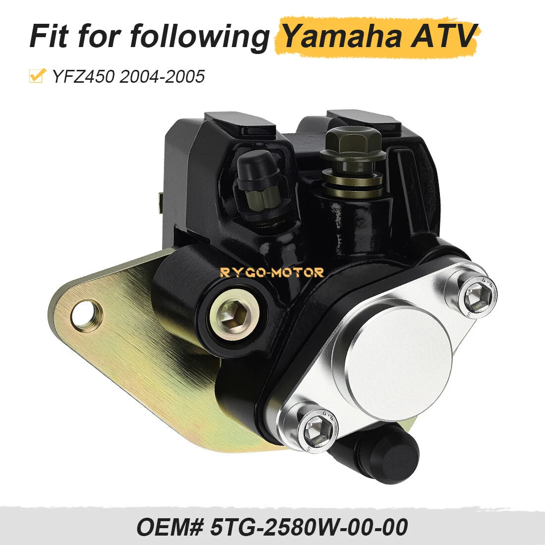 Rear Brake Caliper & Pads for Yamaha ATV YFZ450 (2004–2005) 5TG-2580W-00-00