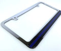 License Plate Frame Police Thin Blue Line Chrome Premium for Universal Fit (Any)