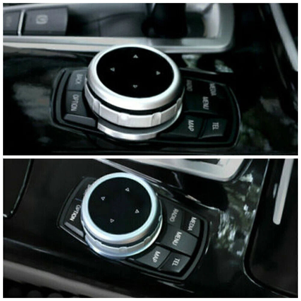 Media Knob Controller Wheel Cover for BMW X1 X3 X5 X6 (2011–2020) Black Silver