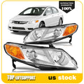 Set of 2 Headlight Assemblies for Honda Civic 4Dr Sedan (2006–2011) Chrome
