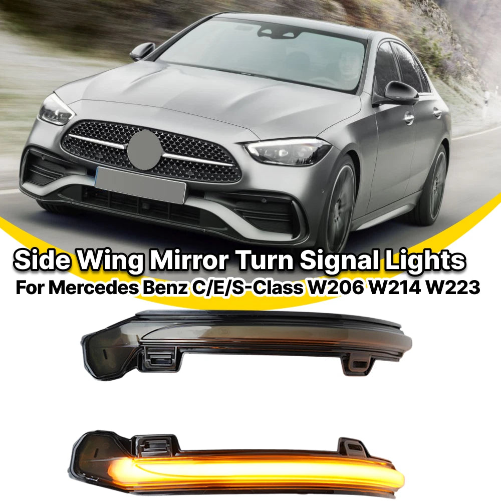 Sequential LED Amber Side Mirror Turn Signal Light Pair for Benz W206 W214 W223