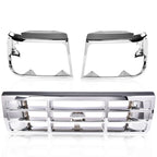 Chrome Front Grille and Headlight Trim Bezel Set for Ford Bronco F150 (1992–1996)
