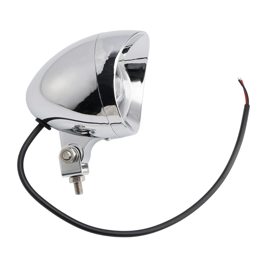 Beam Headlight Fog Lamp for Racer Bobber Chopper (Custom Chrome)