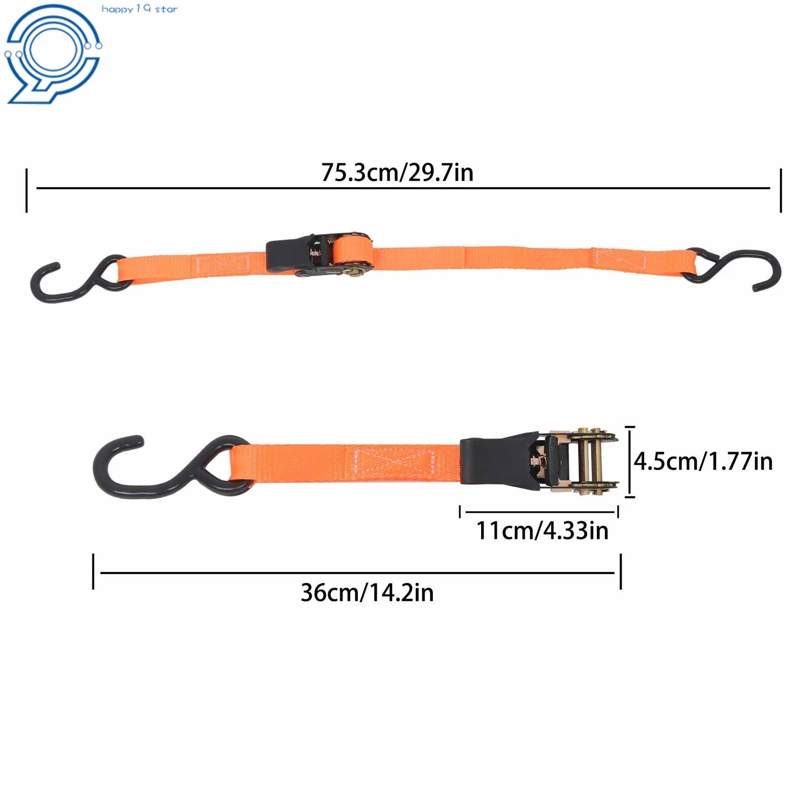 2 Pack Tie-Down Straps for Boat Trailer (1 Inch x 4 FT)