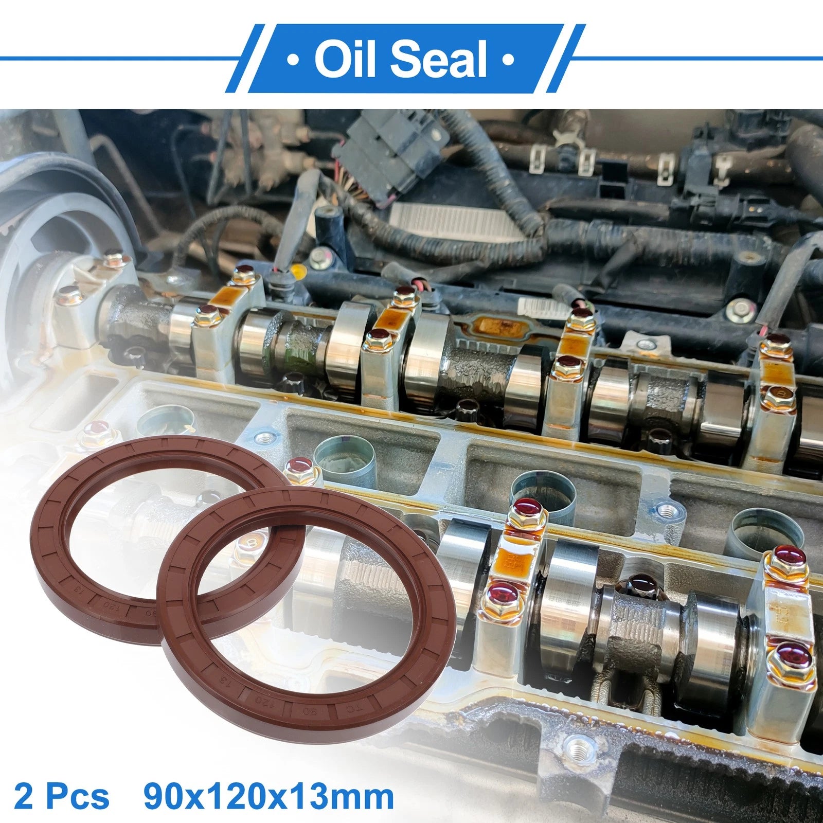 Set of 2 Oil Seal Rotary Shaft Seal FKM Rubber 90x120x13mm