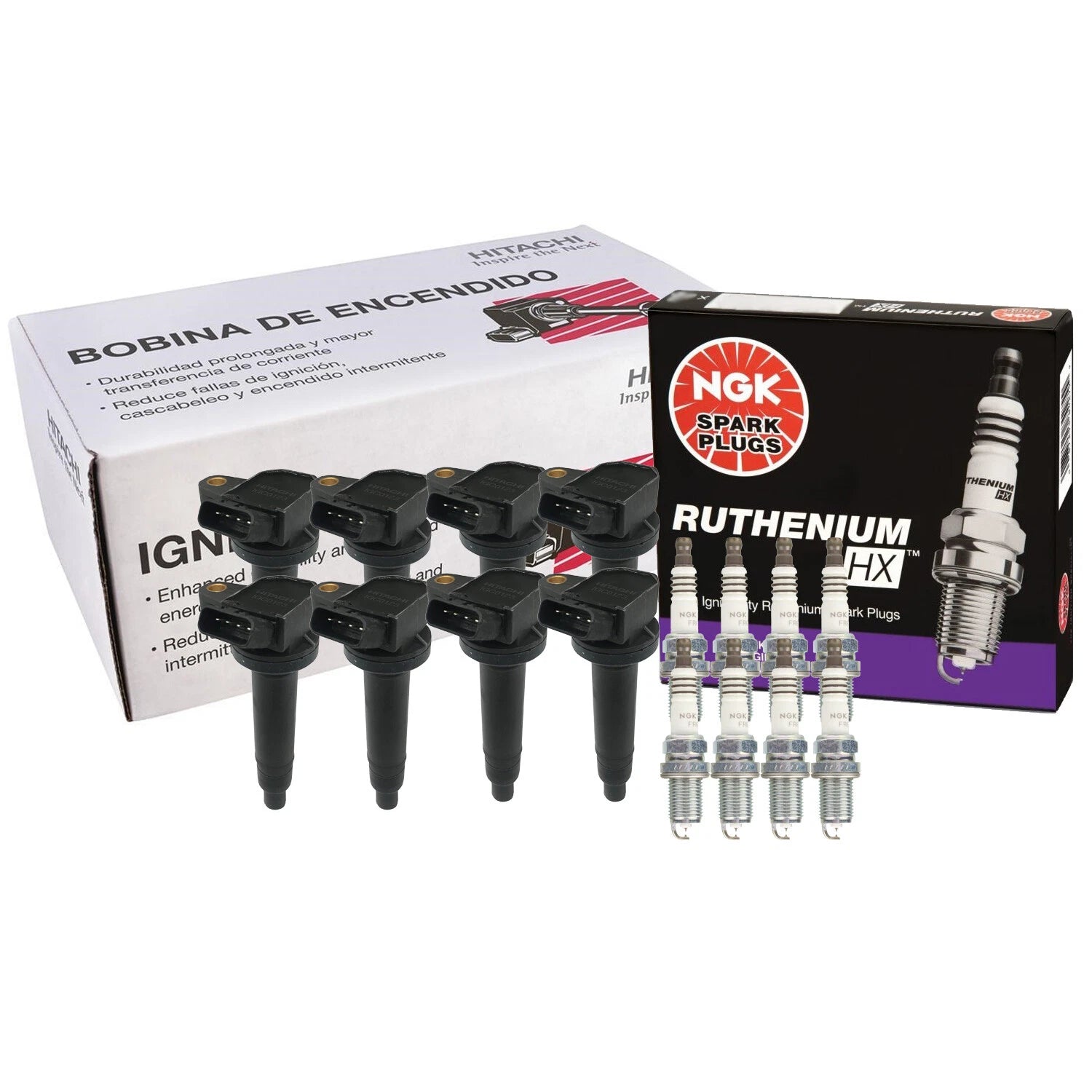 Set of 8 Ignition Coils & Spark Plugs for Lexus Toyota (Hitachi, NGK)