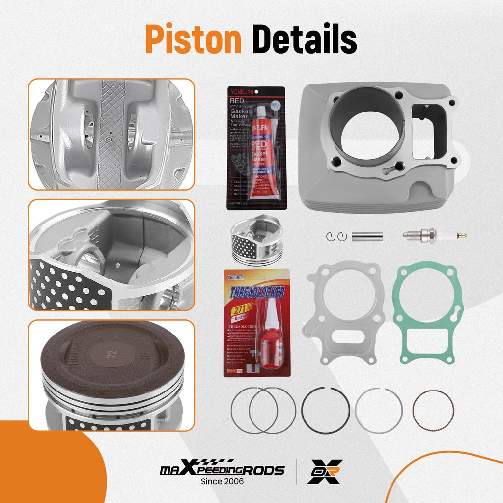 Big Bore 72mm Cylinder Piston Kit for Honda TRX250EX 250X Recon 250 (2001–2009)