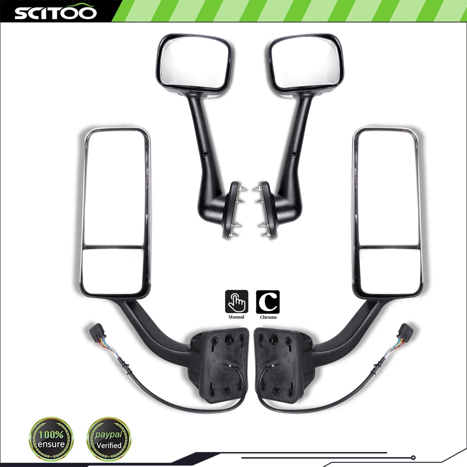 Heated Chrome Mirrors Pair for Freightliner Cascadia (2010–2023)