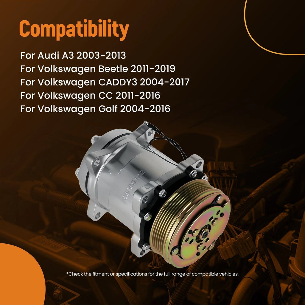 A/C Compressor for VW Golf Jetta Passat (2004–2017) 1K0820803N PXE16