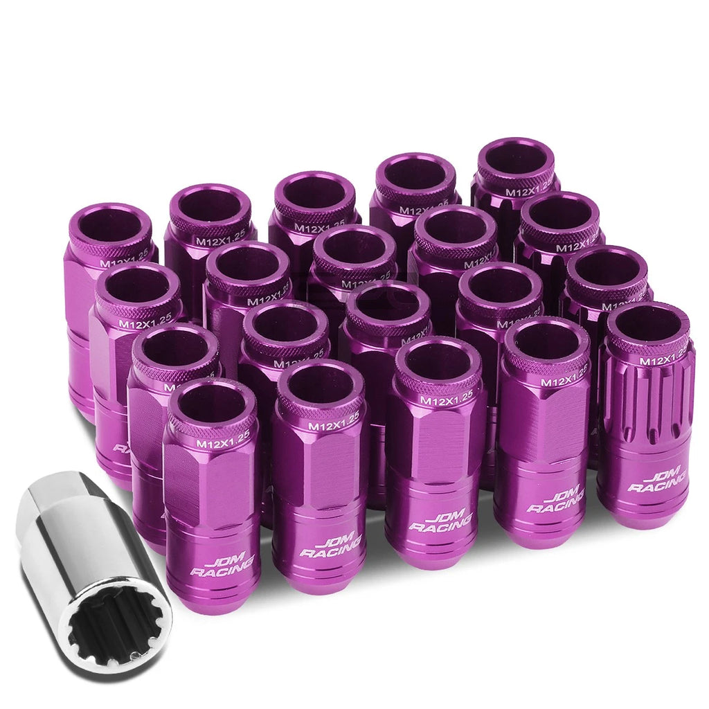 Open-End Aluminum Purple Lug Nuts Set of 4 + Adapter M12x1.25 for