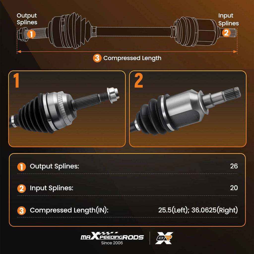 Set of 2 Front CV Axle Shafts Sway Bar Links for Toyota Corolla (2009–2018)